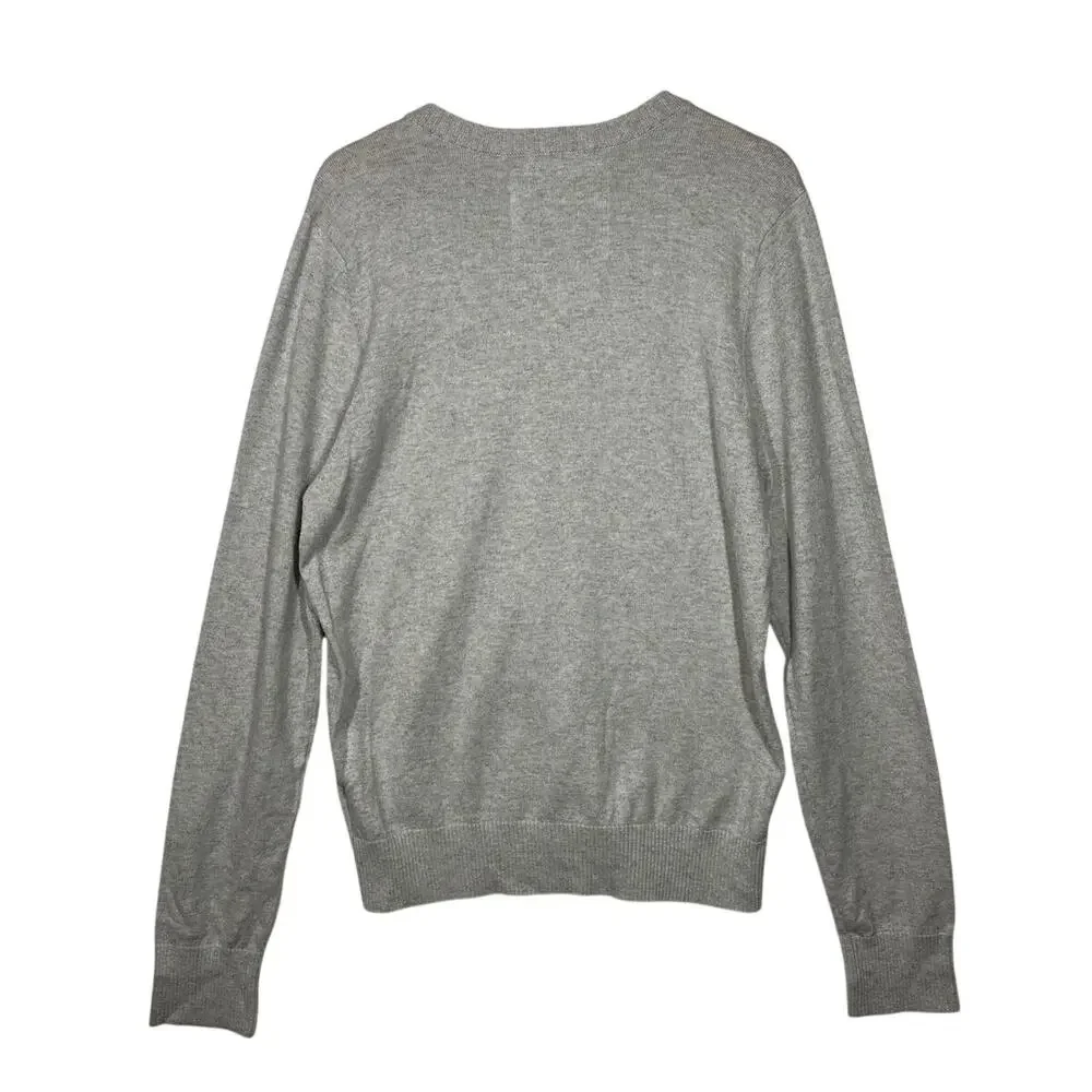 Abercrombie & Fitch Muscle Fit Sweater Gray V-Neck Cashmere Blend Logo XXL